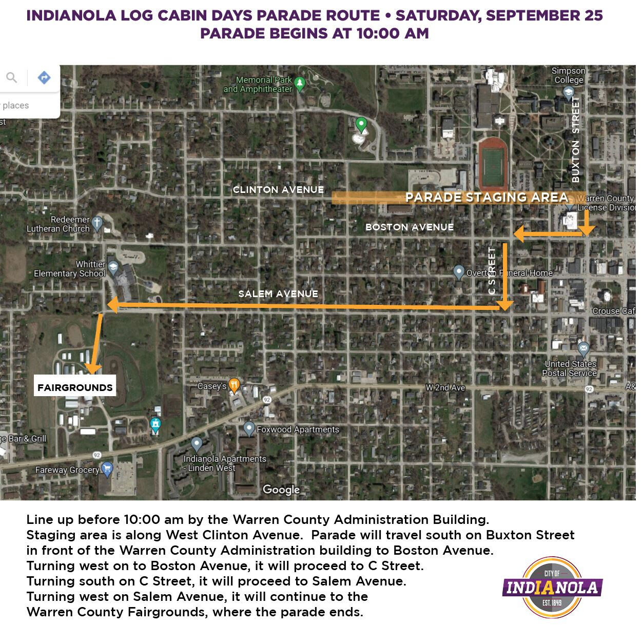 Log Cabin Days parade route